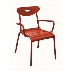 Fauteuil lounge empilable en aluminium - SMILEY - Structure tube rond Ø 25 mm - Coloris terra de marque PROLOISIRS, référence: J9467800