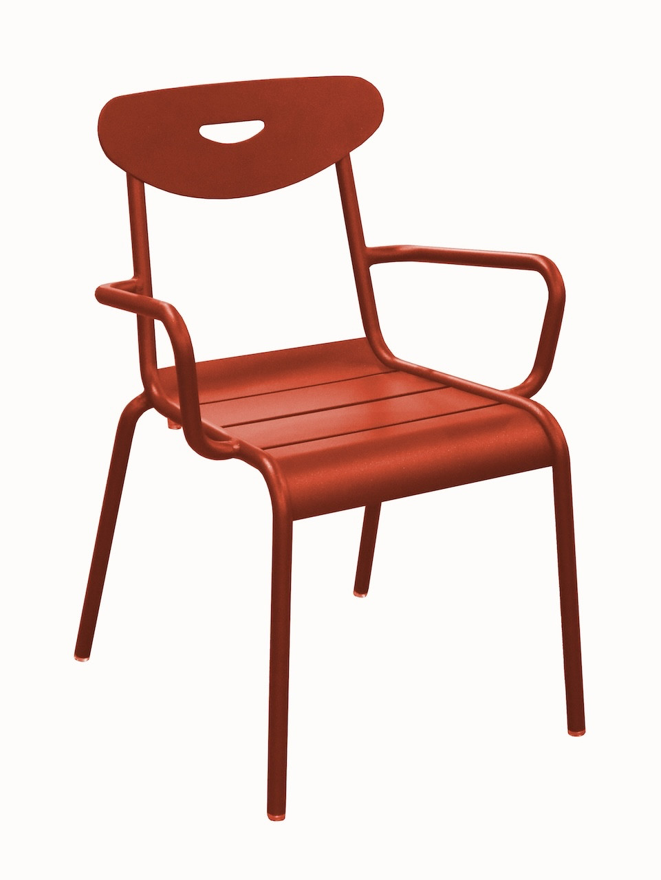 Fauteuil lounge empilable en aluminium SMILEY Structure tube rond Ø 25 mm Coloris terra