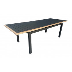 Table de repas extensible en aluminium – PALMA 187/247 x 100 – Allonge automatique – Coloris graphite et chêne de marque PROLOISIRS, référence: J9468100