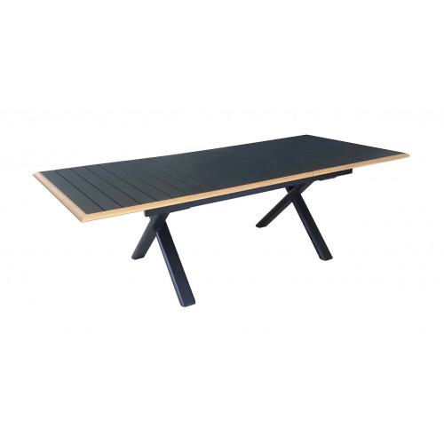 Table de repas extensible en aluminium – COLIBRI 187/247 x 100 – Allonge automatique – Coloris graphite et chêne - PROLOISIRS