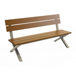 Banc avec dossier en aluminium – CROSSWAY 160 – Assise à lattes – Hauteur d’assise 45 cm – Coloris heat et crème de marque PROLOISIRS, référence: J9468700