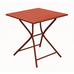 Guéridon pliant en aluminium – GLOBE 70x70 – Plateau à lattes – Hauteur 74 cm – Coloris terra - PROLOISIRS