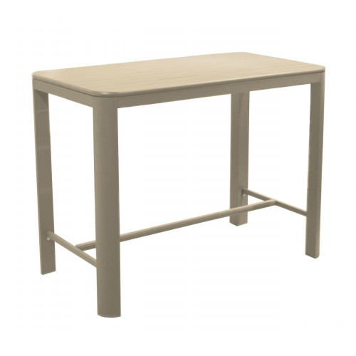 Table haute en aluminium – EOS 140 x 74 – Plateau à lattes – Hauteur 105 cm – Coloris crème - PROLOISIRS