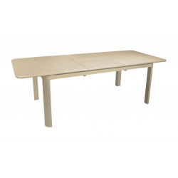Table de repas extensible en aluminium – EOS 180/240 x 100 – Allonge papillon – Coloris crème de marque PROLOISIRS, référence: J9469400
