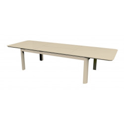 Table de repas extensible en aluminium – DARIUS 230/350 x 120 – Allonge papillon – Coloris crème - PROLOISIRS