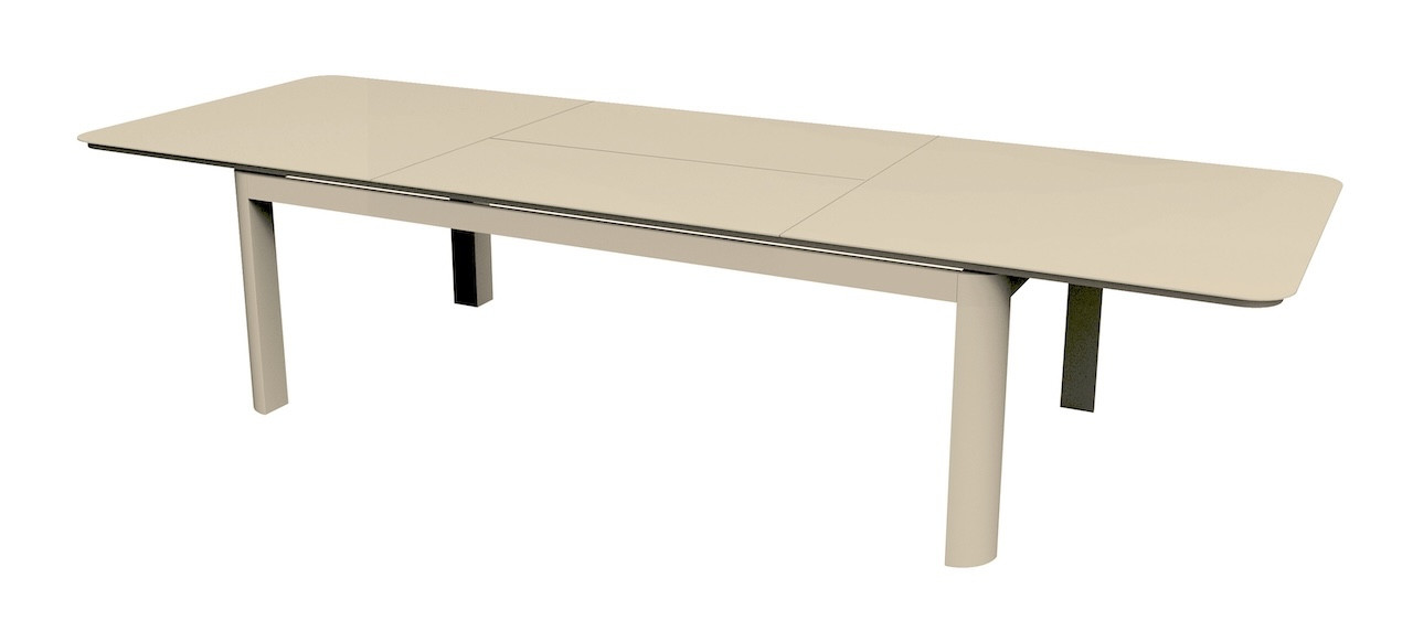Table de repas extensible en aluminium DARIUS 230350 x 120 Allonge papillon Coloris crème