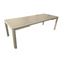 Table de repas extensible en aluminium – ALMA 180/240 x 96 – Allonge automatique – Coloris crème de marque PROLOISIRS, référence: J9469800