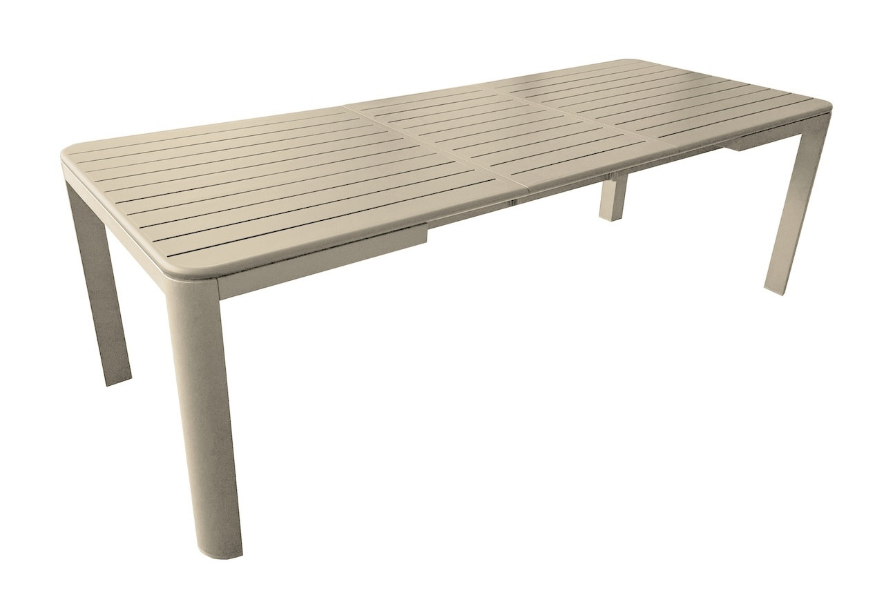 Table de repas extensible en aluminium ALMA 180240 x 96 Allonge automatique Coloris crème
