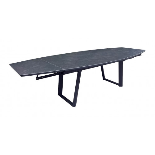 Table de repas extensible en aluminium et céramique – MANTA 180/230/280 x 110 – Allonges en bout – Coloris graphite - PROLOISIRS