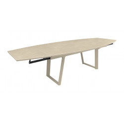 Table de repas extensible en aluminium et céramique – MANTA 180/230/280 x 110 – Allonges en bout – Coloris crème de marque PROLOISIRS, référence: J9470000