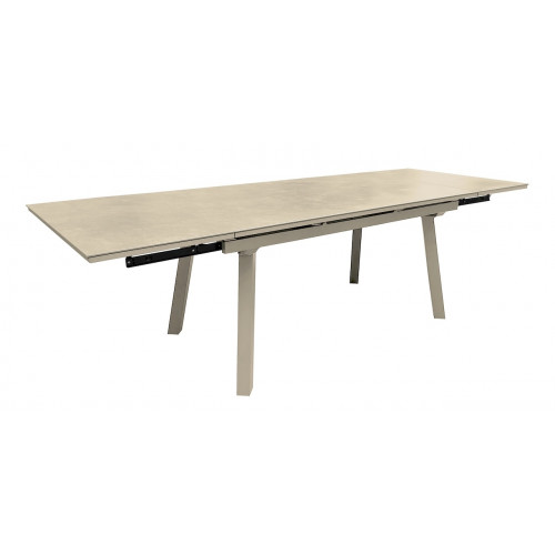 Table de repas extensible en aluminium et céramique – AGRA 150/200/250 x 90 – Allonges en bout – Coloris crème et cream - PROLOISIRS