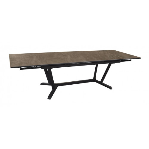Table de repas extensible en aluminium et céramique KEDRA – VITA 180/230/280 x 100 – Allonges en bout – Coloris graphite et Mera - PROLOISIRS