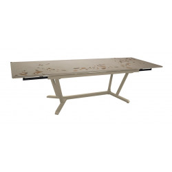 Table de repas extensible en aluminium et céramique KEDRA – VITA 180/230/280 x 100 – Allonges en bout – Coloris crème et Awen de marque PROLOISIRS, référence: J9470700