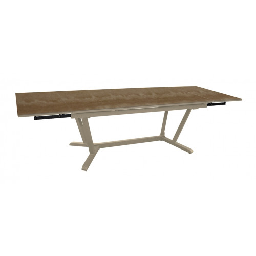 Table de repas extensible en aluminium et HPL - VITA 180/230/280 x 100 - Allonges en bout - Coloris crème et minéral - PROLOISIRS