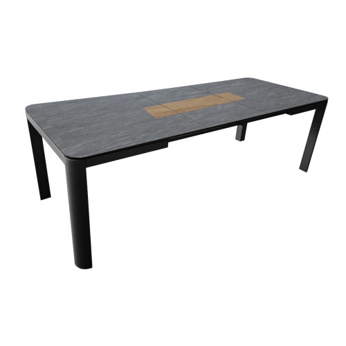 Table de repas extensible en aluminium et HPL – ALMA 160/210 x 90 – Allonge automatique – Coloris graphite et béton - PROLOISIRS