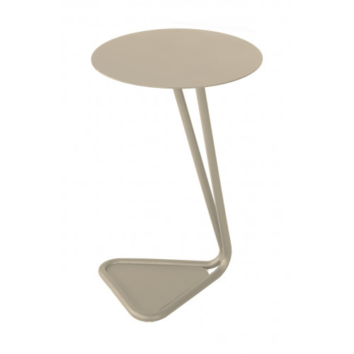 Table basse ronde en aluminium et acier – EZE Ø 40 x H 60 – Coloris crème - PROLOISIRS
