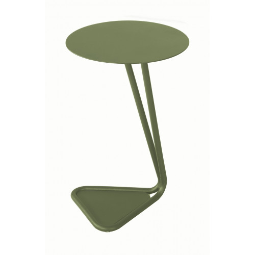 Table basse ronde en aluminium et acier – EZE Ø 40 x H 60 – Coloris amande - PROLOISIRS