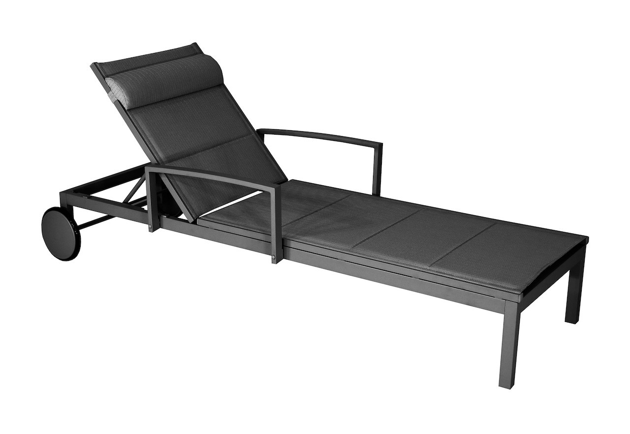 Lit de relaxation en aluminium et TPEP matelassé NINA Dossier réglable avec accoudoirs et roues Coloris et chevro
