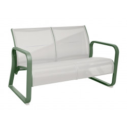 Canapé lounge 2 places en aluminium et TPEP matelassé – QUENZA II – Coloris amande et chevron crème de marque PROLOISIRS, référence: J9473700