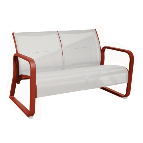 Canapé lounge 2 places en aluminium et TPEP matelassé – QUENZA II – Coloris terra et chevron crème - PROLOISIRS