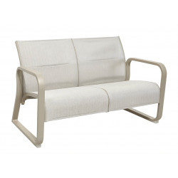 Canapé lounge 2 places en aluminium et TPEP matelassé – QUENZA II – Coloris crème et chevron de marque PROLOISIRS, référence: J9473900
