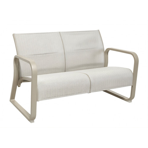 Canapé lounge 2 places en aluminium et TPEP matelassé – QUENZA II – Coloris crème et chevron - PROLOISIRS