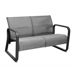 Canapé lounge 2 places en aluminium et TPEP matelassé – QUENZA II – Coloris graphite et chevron de marque PROLOISIRS, référence: J9474000