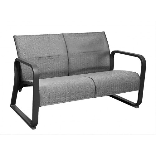 Canapé lounge 2 places en aluminium et TPEP matelassé – QUENZA II – Coloris graphite et chevron - PROLOISIRS