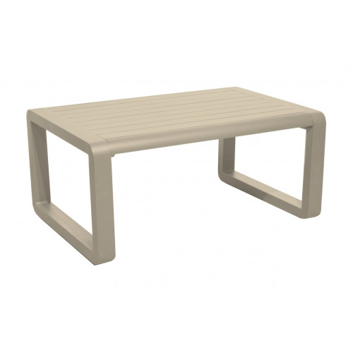 Table basse en aluminium à lattes – QUENZA II 90 x 60 – Coloris crème - PROLOISIRS