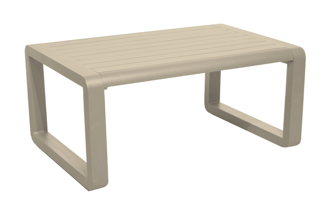 Table basse en aluminium à lattes QUENZA II 90 x 60 Coloris crème