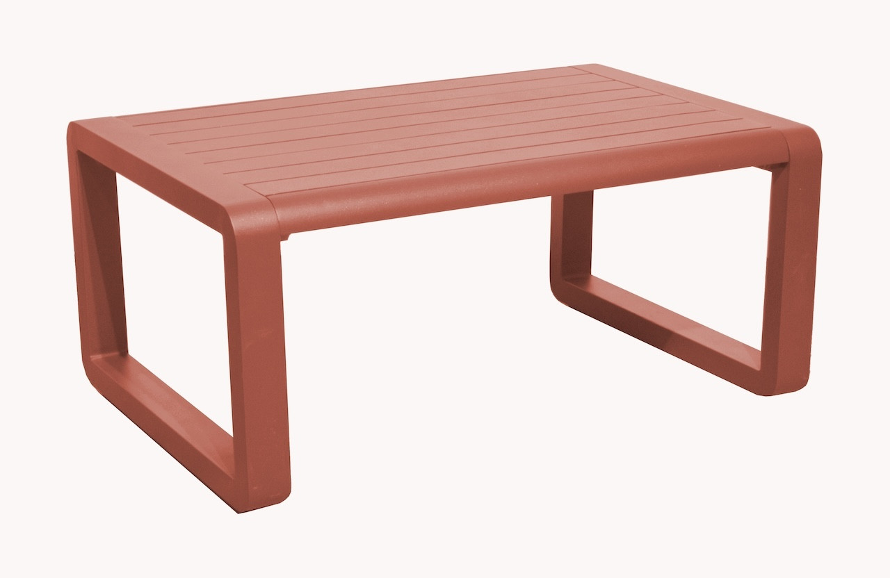 Table basse en aluminium à lattes QUENZA II 90 x 60 Coloris terra