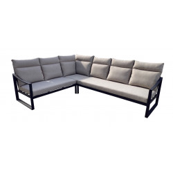 Salon de jardin d’angle en aluminium avec coussins – PRADO – Coloris graphite et gris de marque PROLOISIRS, référence: J9474600