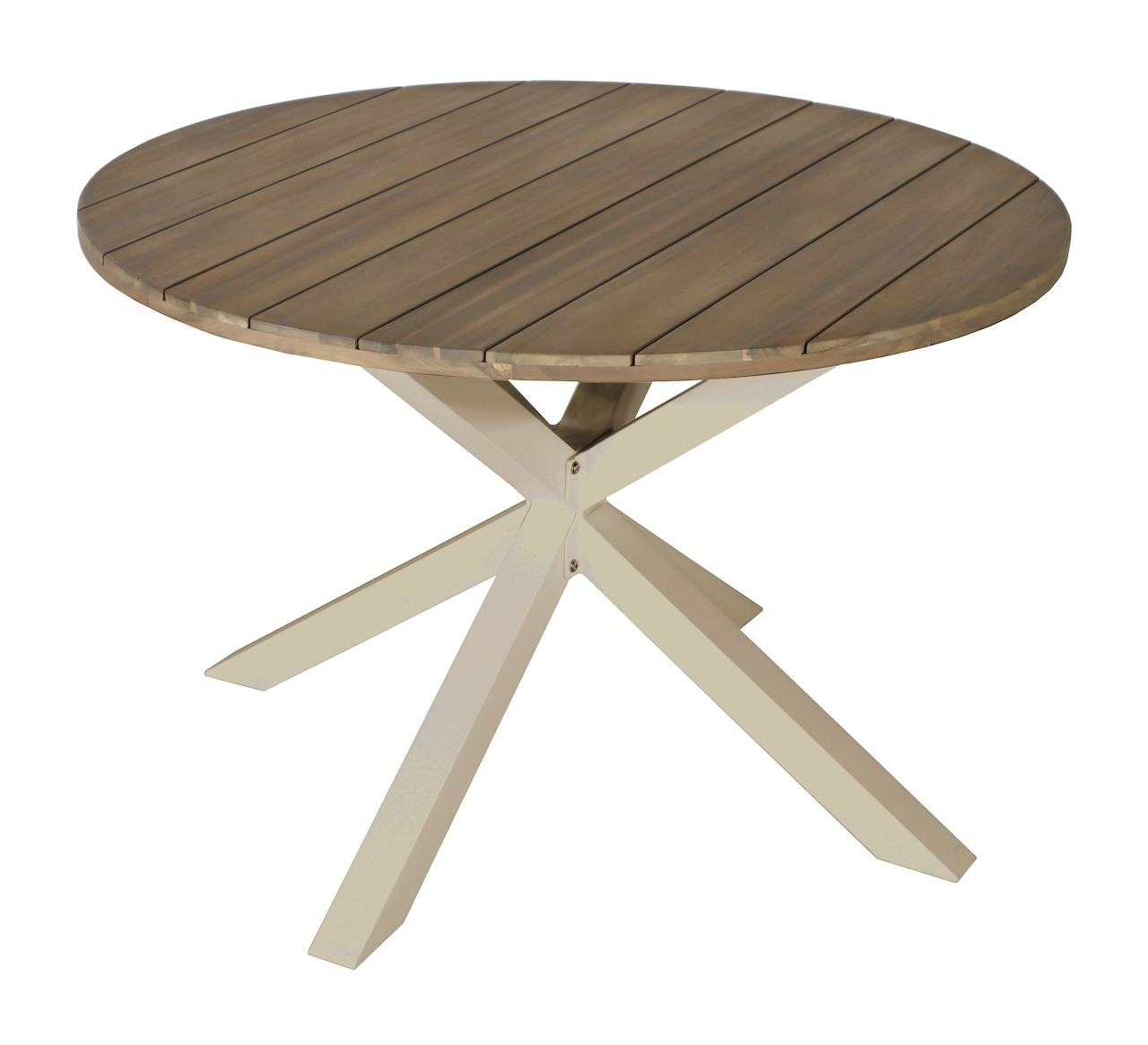Table Ronde 112cm PROLOISIRS Table ronde de jardin en aluminium et acacia FSC - ORIAN...