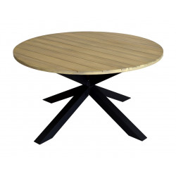Table ronde de jardin en aluminium et acacia FSC – ORIANE Ø140 – Coloris graphite et acacia de marque PROLOISIRS, référence: J9475200