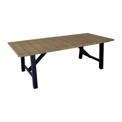 Table de jardin rectangulaire en aluminium et eucalyptus FSC – VANCOUVER 240 x 100 – Coloris graphite et eucalyptus de marque PROLOISIRS, référence: J9475300