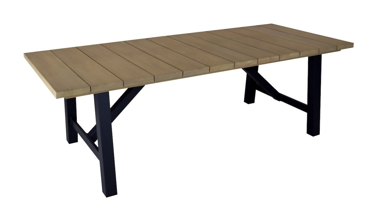 Table de jardin rectangulaire en aluminium et eucalyptus FSC VANCOUVER 240 x 100 Coloris et eucalyptus