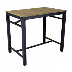 Table haute de jardin en aluminium et acacia FSC – ORLANDO 120 x 80 x 106 – Coloris graphite et acacia de marque PROLOISIRS, référence: J9475500