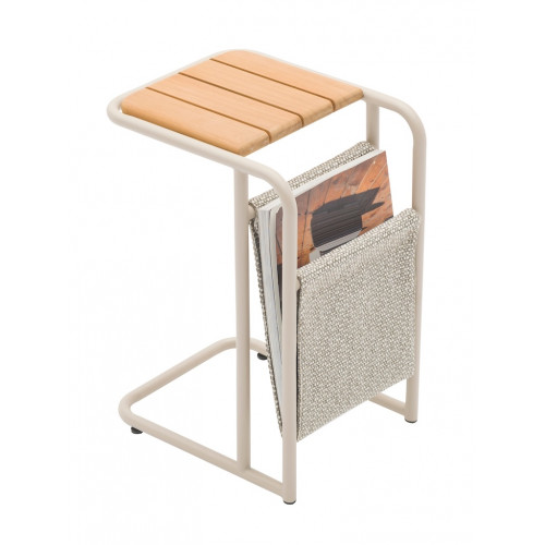 Porte-revue RIVA – Aluminium époxy / Plateau teck FSC – Blanc - PROLOISIRS