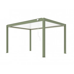 Pergola bioclimatique autoportée solaire en aluminium – MIRA 3 x 4 m – Coloris amande avec lames blanches de marque PROLOISIRS, référence: J9476100