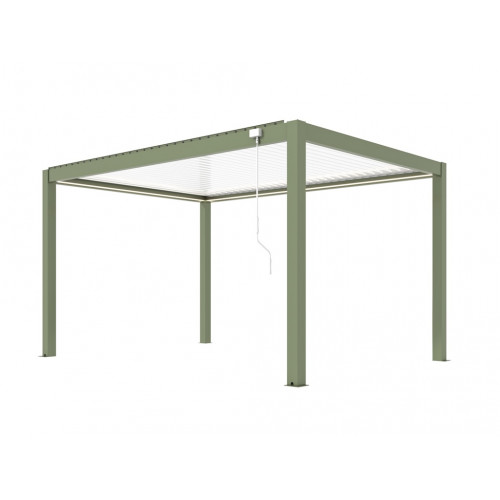 Pergola bioclimatique autoportée solaire en aluminium – MIRA 3 x 4 m – Coloris amande avec lames blanches - PROLOISIRS