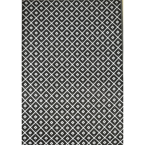Tapis extérieur polypropylène recyclé 120 x 180 cm - Blanc / Noir - PROLOISIRS
