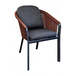 Fauteuil repas – BELLADONE – Graphite rouge – Aluminium époxy et rope de marque PROLOISIRS, référence: J9478400