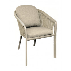 Fauteuil repas - BELLADONE - Crème naturel - Aluminium époxy et rope de marque PROLOISIRS, référence: J9478500