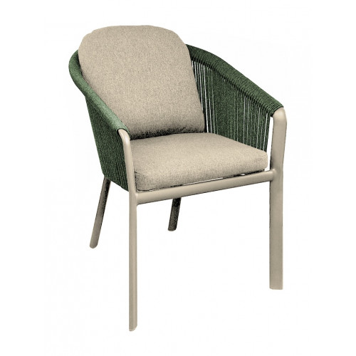 Fauteuil repas – BELLADONE – Crème vert – Aluminium époxy et rope - PROLOISIRS