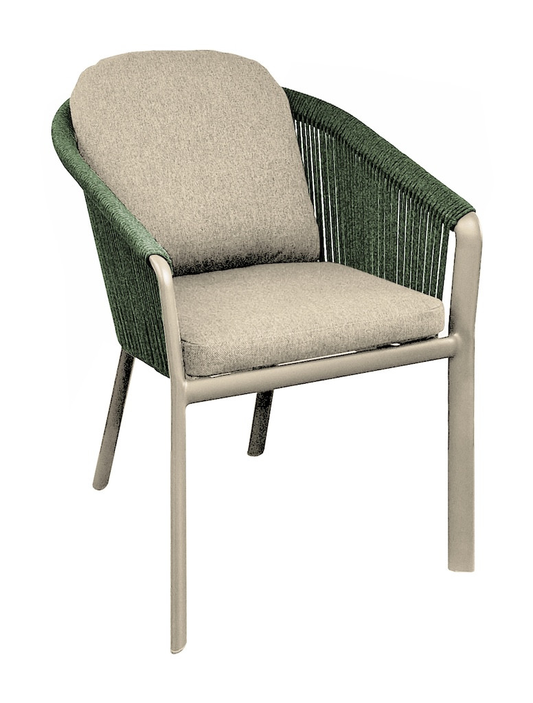 Fauteuil repas BELLADONE Crème Aluminium époxy et rope