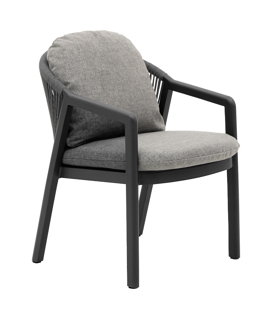 Fauteuil repas COPENHAGEN Aluminium époxy et rope