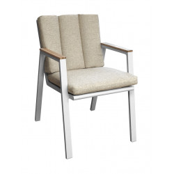 Fauteuil – LEATHER – Crème – Aluminium époxy et accoudoirs teck FSC de marque PROLOISIRS, référence: J9478800