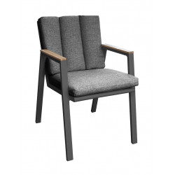 Fauteuil – LEATHER – Graphite – Aluminium époxy et accoudoirs teck FSC de marque PROLOISIRS, référence: J9478900