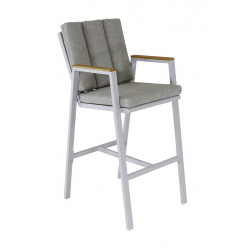 Fauteuil haut – LEATHER – Crème – Aluminium époxy et accoudoirs teck FSC de marque PROLOISIRS, référence: J9479000