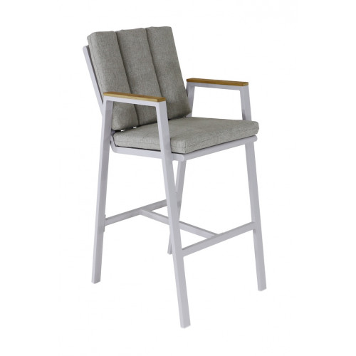 Fauteuil haut – LEATHER – Crème – Aluminium époxy et accoudoirs teck FSC - PROLOISIRS